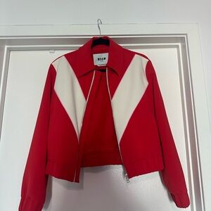 MSGM Women's Red and White Jacket